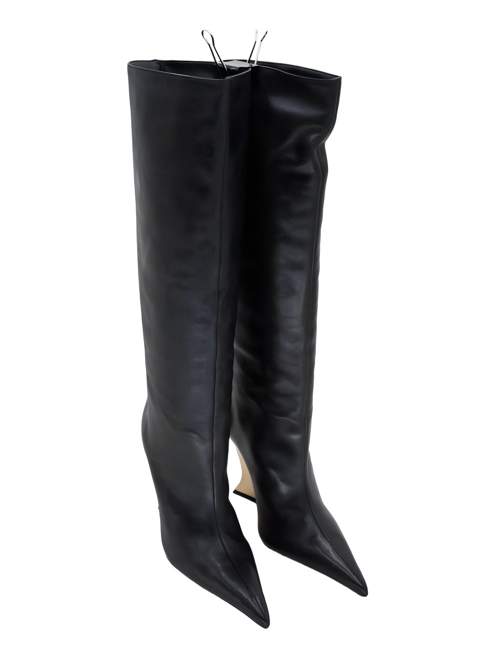 Schutz Womens Siena Pointed Toe 4 Inch Gold Wedge Boot Black Leather Size 7.5M